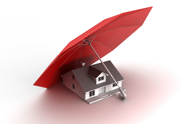 Graphic of an umbrella protecting a house