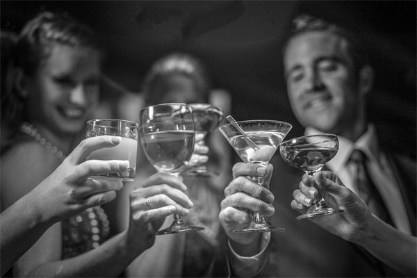 Blog photo - black and white photo of group drinking alcohol