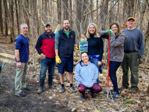 Group photo of Clark Employees volunteering for Portland trail cleanup
