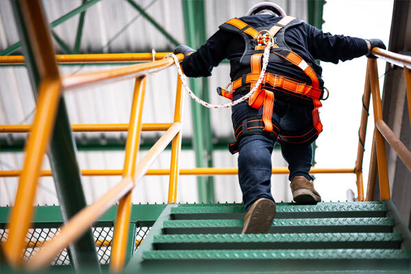 Photo of a construction worker with his safety equipment