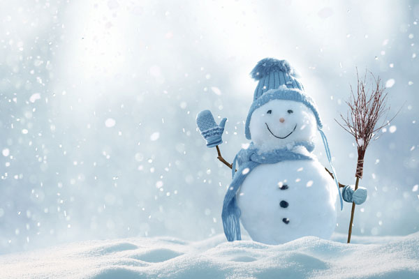 Photo of a snowman during a winter storm